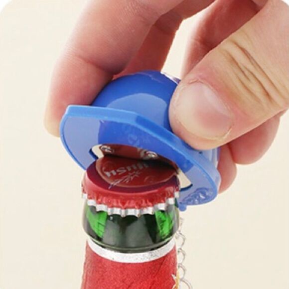 Hard Hat Keychain Bottle Opener-Blue - Picture 2 of 3